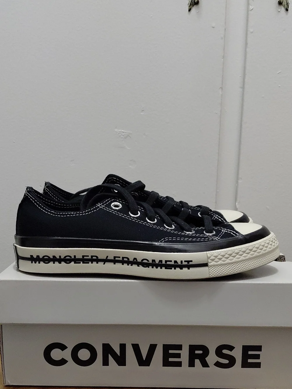 Moncler Black & White Low-Top Canvas Sneakers